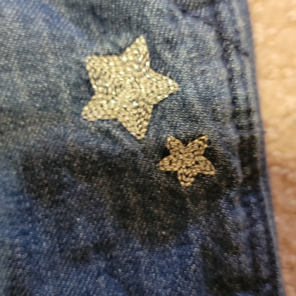 OshKosh B'osh Denim Plaid Lined Embroidered Stars Girls Size 3t Overalls‎
